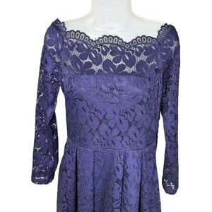 Missmay Medium Lined Dress Lace Stretch Women Navy Blue New Floral City Cocktail